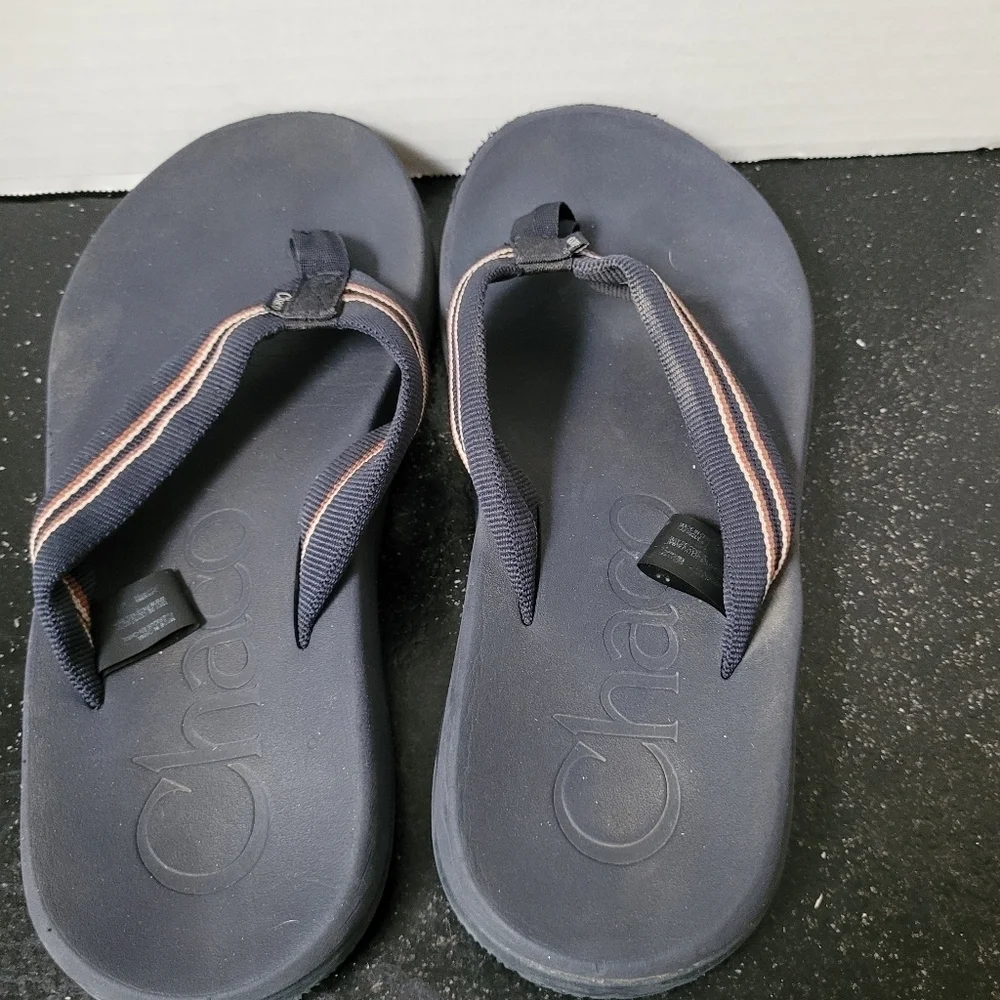 Chaco Blue and Orange Low Down Flip Flops